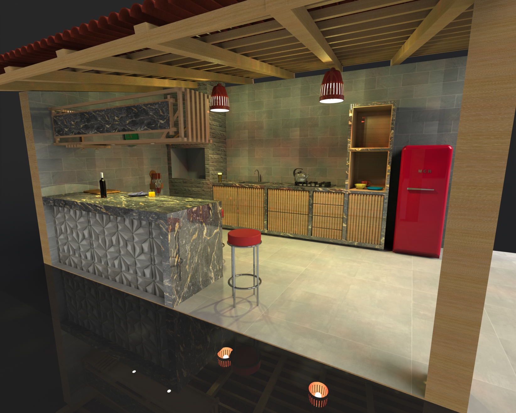 烧烤区户外厨房西南